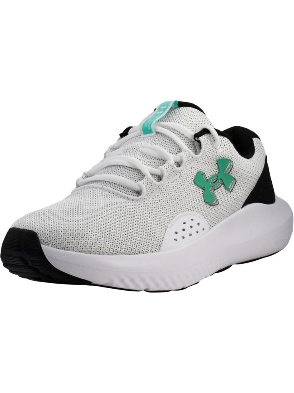 Men's White Green Running Breathable No Heel Closed Toe Charged Surge Sneaker